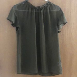 Army Green sheer blouse